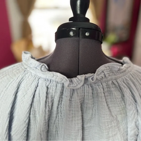 MARBLE Soft Blue Ruffled Blouse - Picture 5 of 8